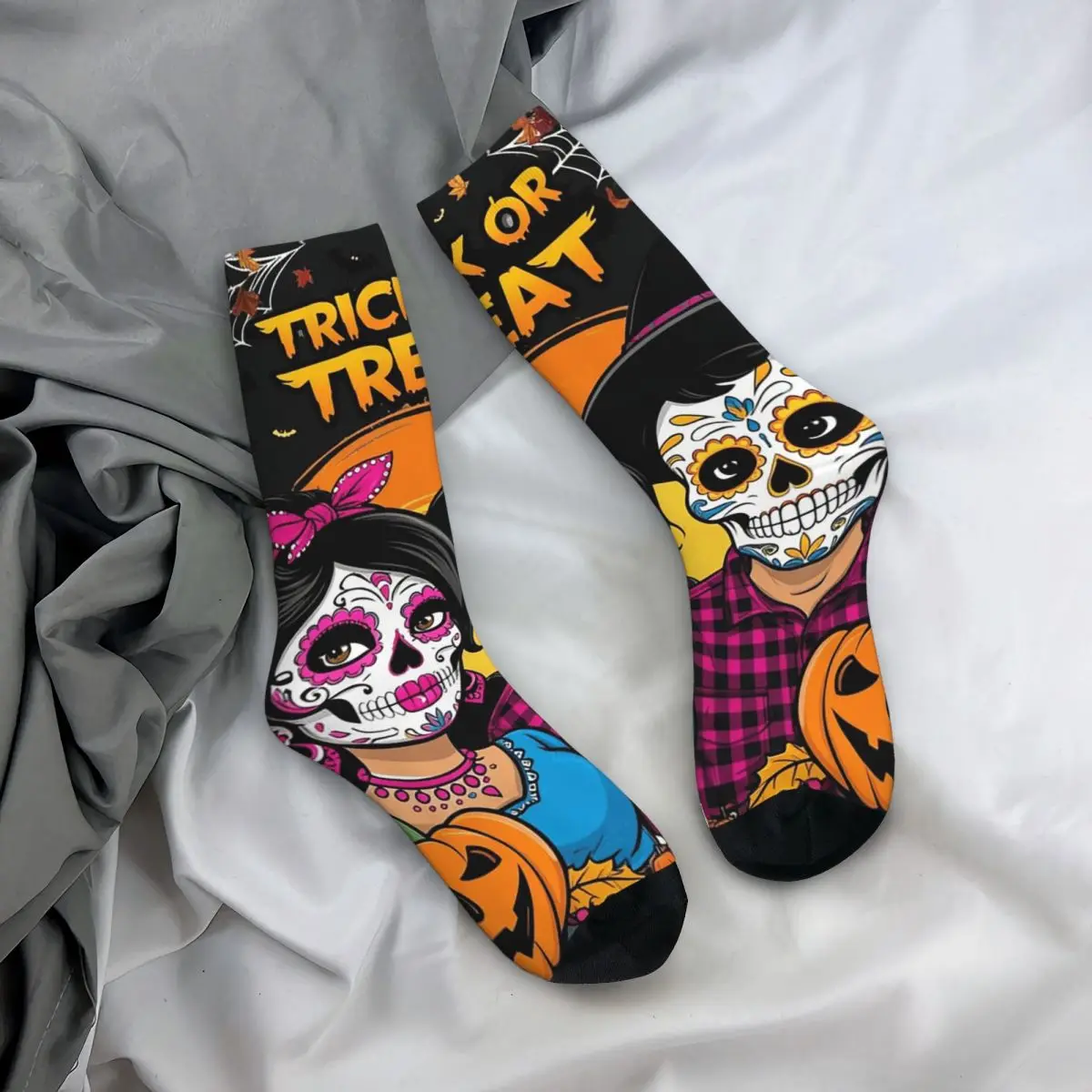 

Всесезонные носки с рисунком скелетов в стиле праздничного семейного портрета, арт-носки в стиле Дня мертвых, необычные длинные носки в стиле хип-хоп для мужчин и женщин