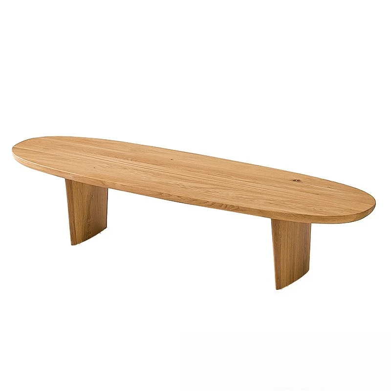 Tatami solid wood tea table, bed table, low table, simple household small apartment, homestay oval