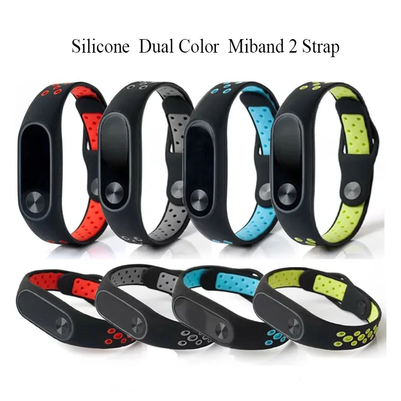 Miband 2 Strap Colorful Silicone Mi Band 2 Smart Band Accessories Wrist Strap Dual Color Replacement for Xiaomi Mi Band 2