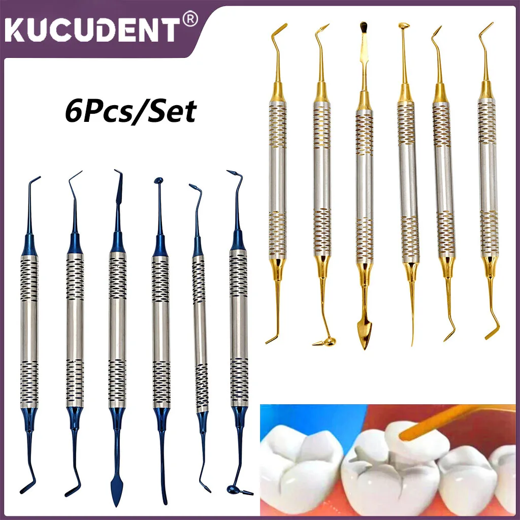 Dental Composite Resin Filling Spatula Double Titanium Plated Head Tool Resin Filler Set Teeth Restoration Kit Dentist Instrumen