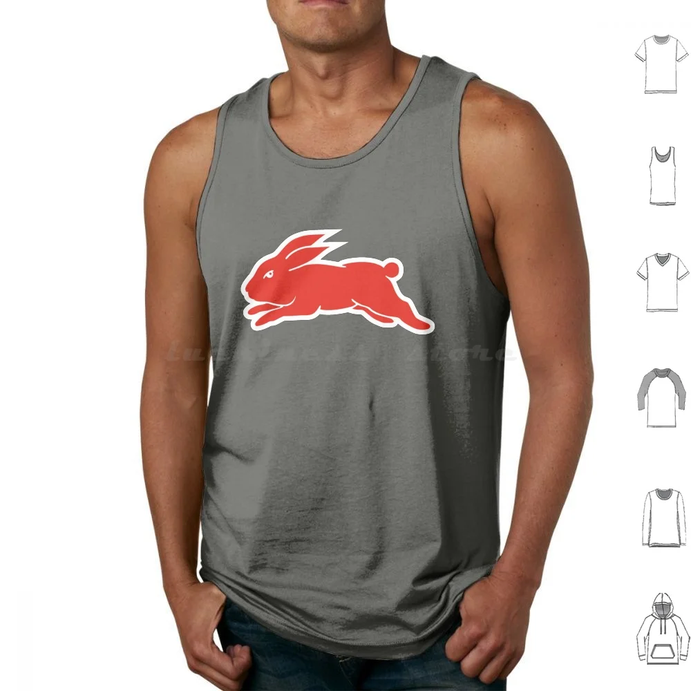 South Sydney Rabbitohs-Cardinal & Myrtle & White Tank Tops Vest Sleeveless Mad Bull South Sydney Rabbitohs Souths Southsydney