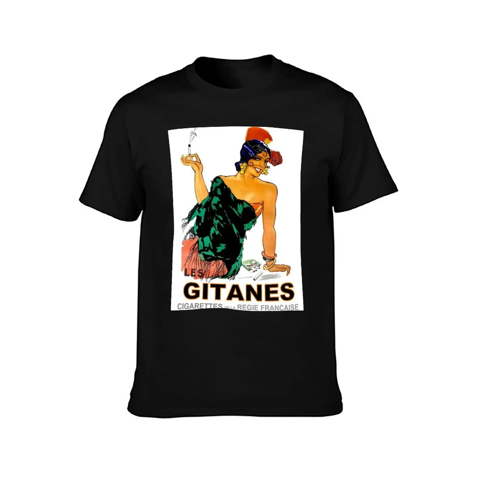 LES GITANES L خمر السجائر النادرة ريجي فرانسيز الإعلان تي شيرت مطبوع تي شيرت رجل مصمم تي شيرت #2