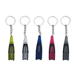 Diving Fin Key Chain with Steel Key for Divers Dive Fans Lover