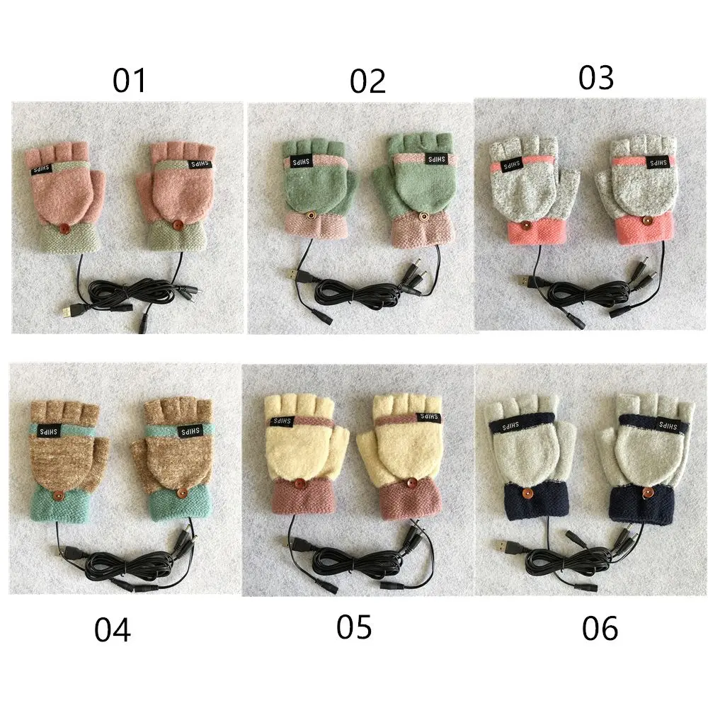 Warmer Winter Thermal Electric Heating Gloves USB Heated Full&Half Finger Winter Mittens
