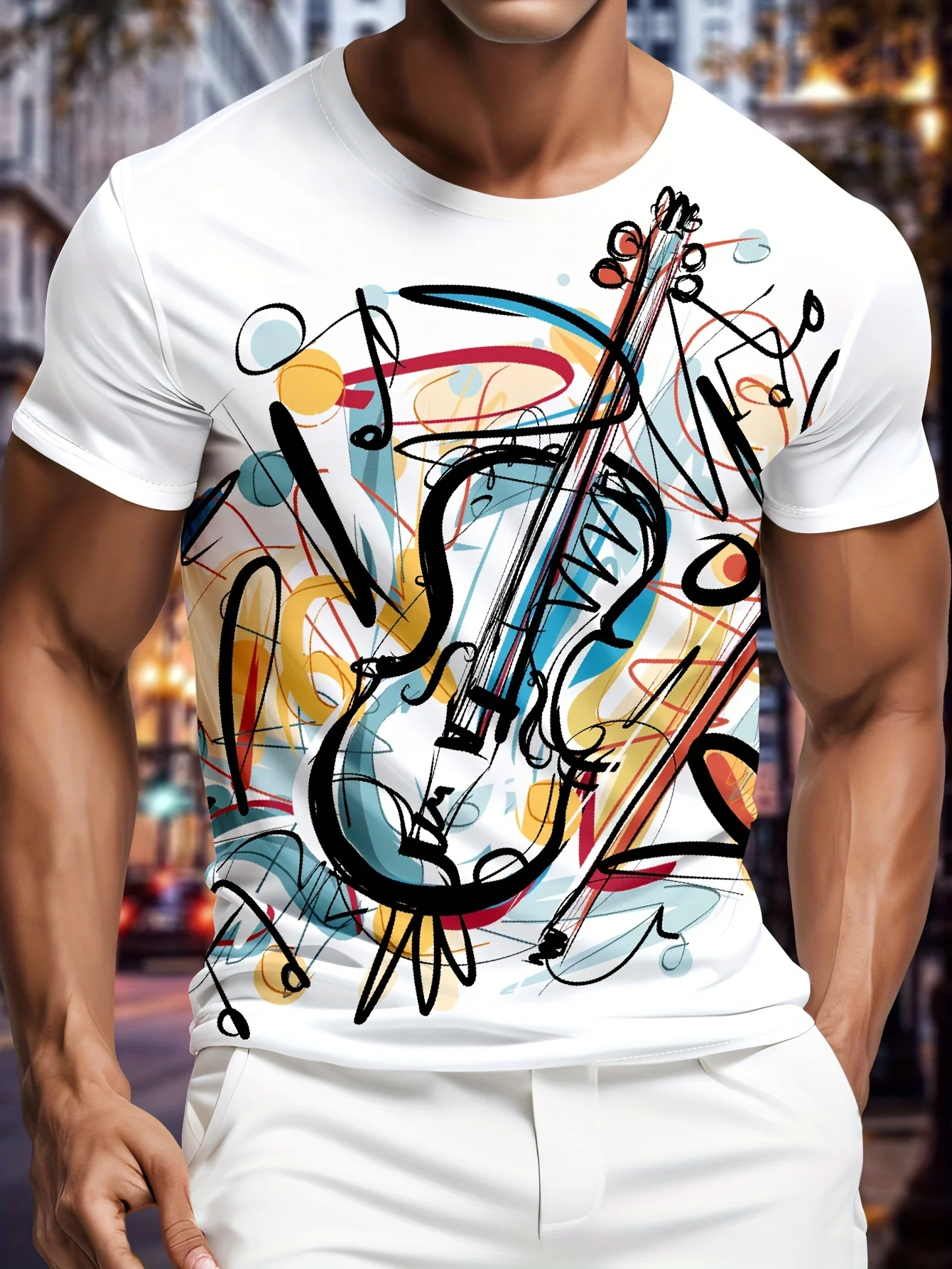 

Men's Creative T-Shirt Violin 3D Printed Fashion Crew Neck Short Sleeve T-Shirt Casual Fashion Daily Women's Casual Wear Top Tee