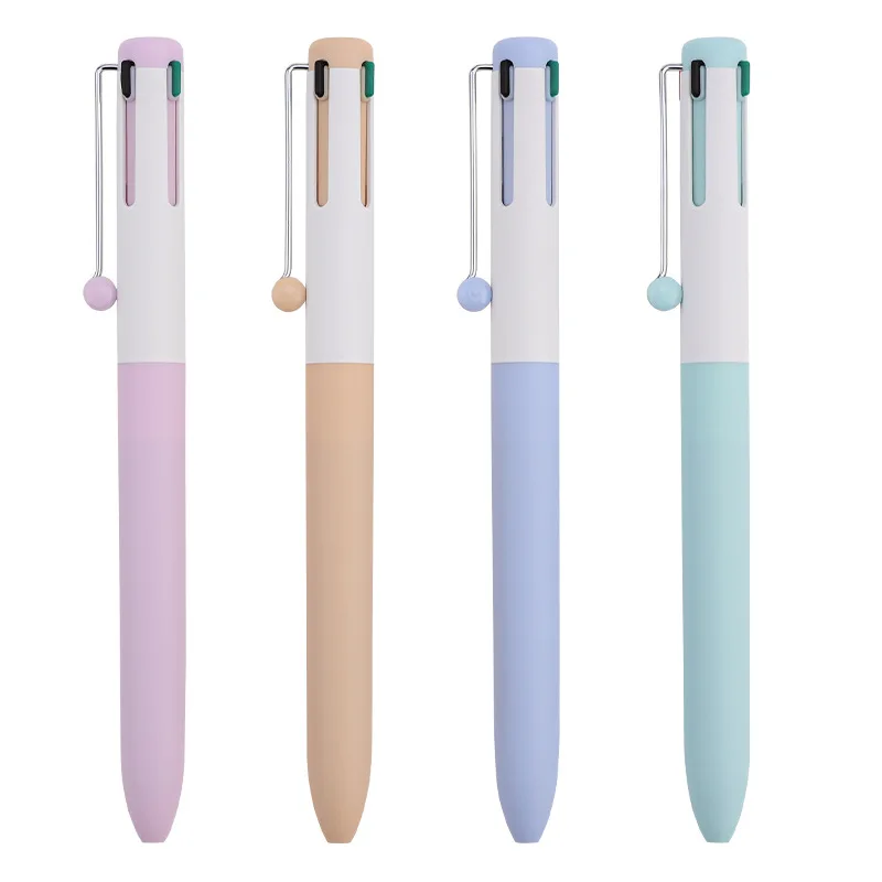 1Pc 4 In 1 Multicolor Gel Pen 0.5mm Fine Point Smooth Silent Quick Drying Ink Writing Pen Student Study Office Drawing