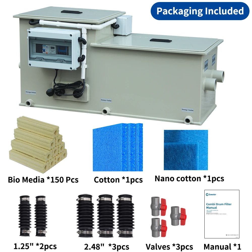

Combi Drum Filter 5000L/Hour Koi Pond Filtration UV Bio-bacteria Combine Drum Filter for Home Garden Pond