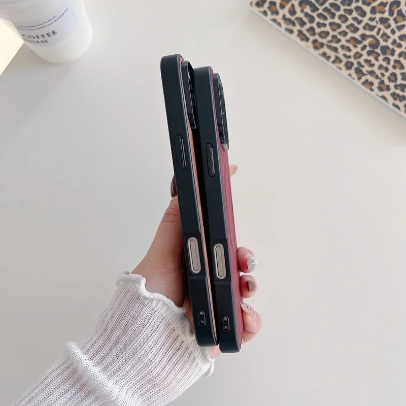 럭셔리 비즈니스 슬레 마그네틱 가죽 아이폰 17 에어 16 15 14 13 프로 맥스 레오파드 플로럴 충격 방지 백 커버 펀다스