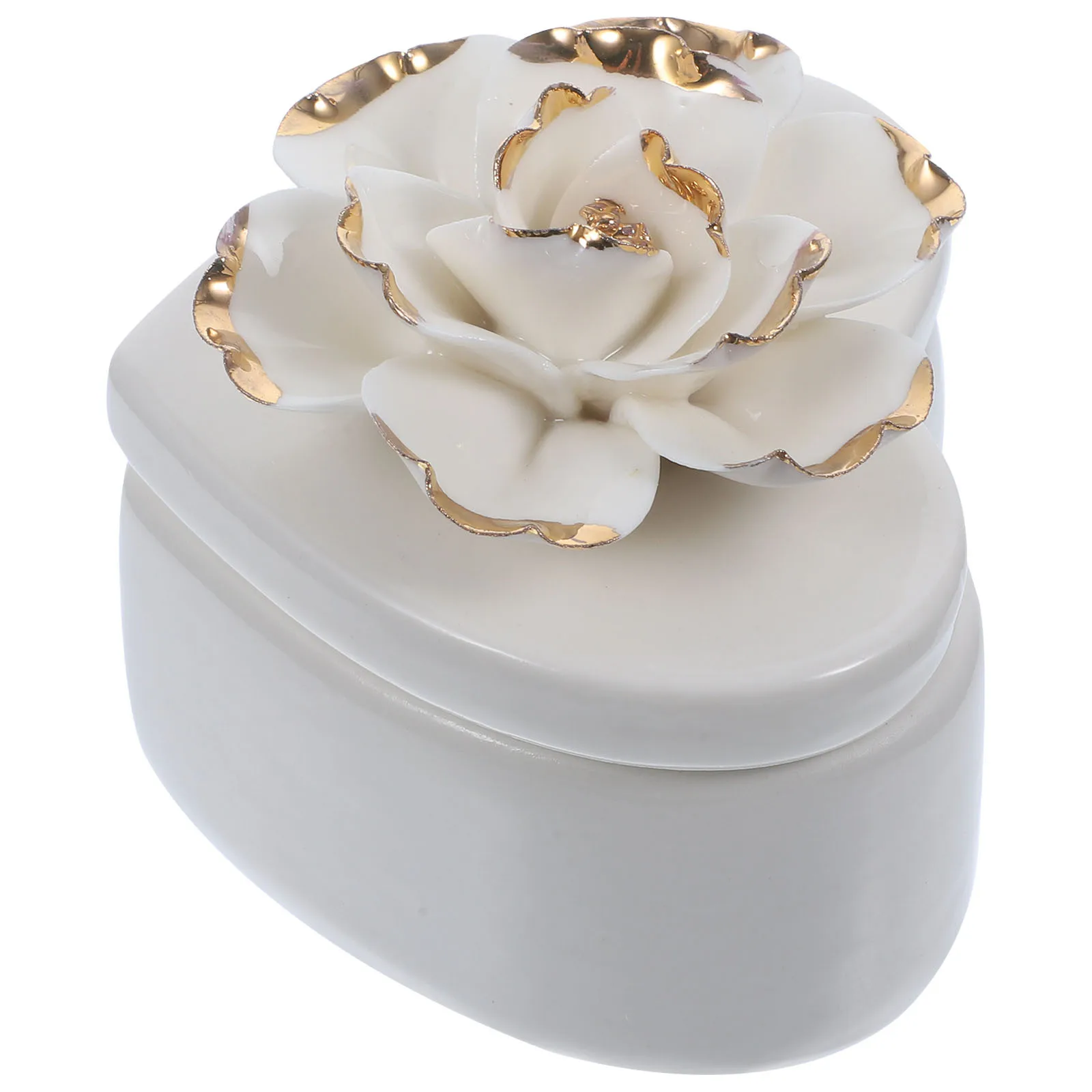 

Beautiful Heart Flower Ceramic Jewelry Box Organizer for Earrings Necklaces Bracelets Small Accessories Earring Box
