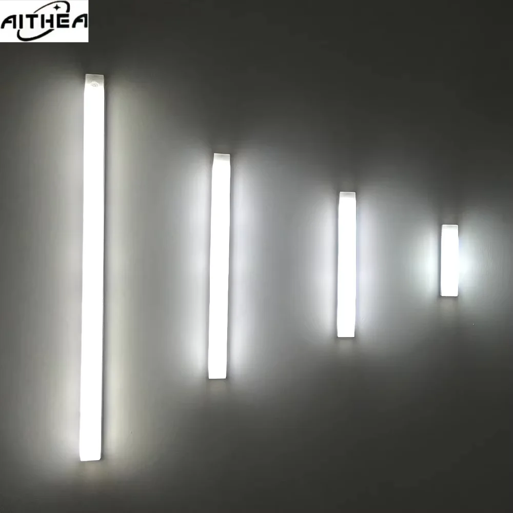 

Rechargeable LED Motion Sensor Night Light Under Cabinet Cordless Lamp for Kitchen Wardrobe Bedside Induction Strip Bar Light