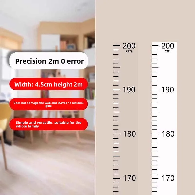 Sticker Simple Kids Accurate Height Measurement Waterproof Wall Sticker Removable Adhesive 2M Height Chart