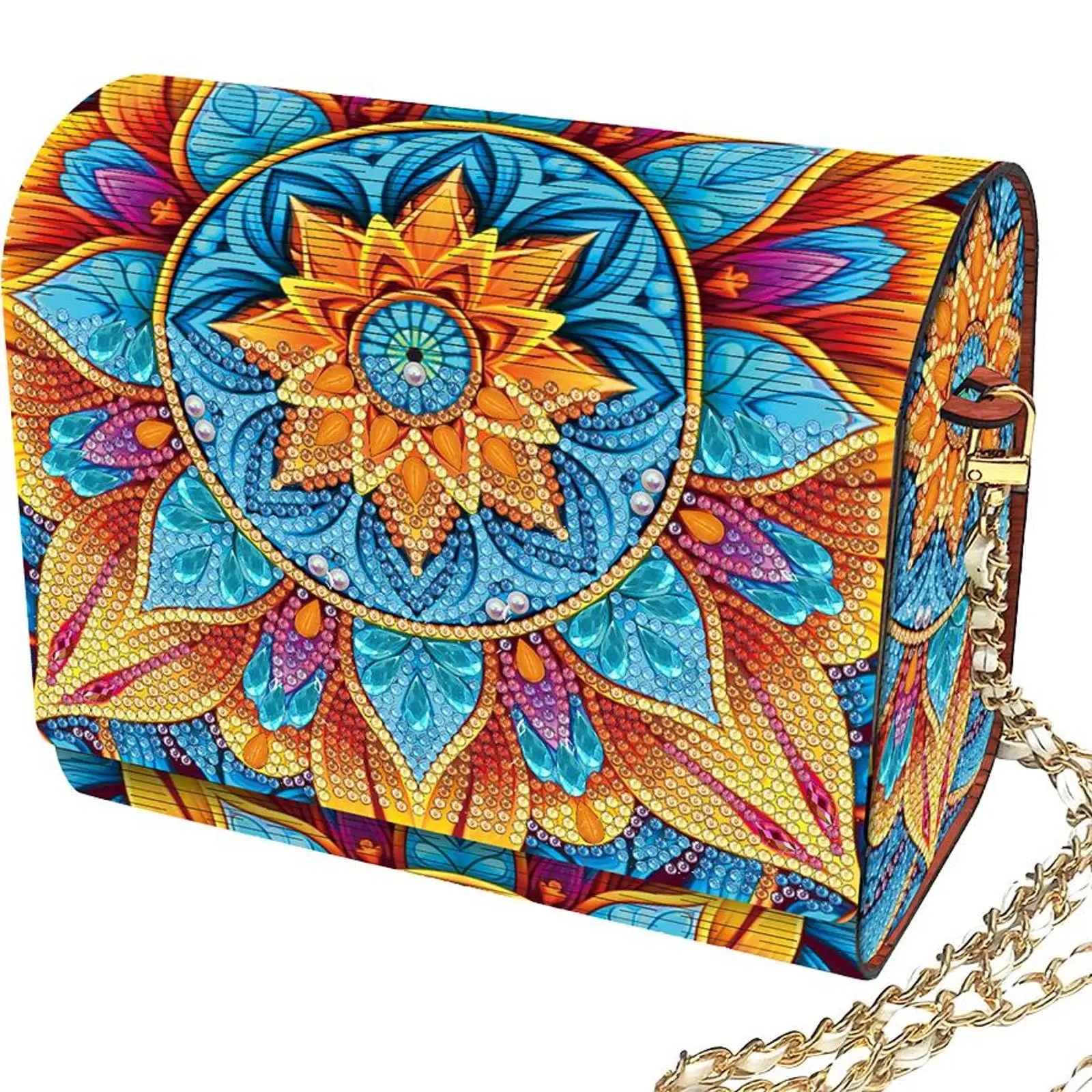 

DIY Mandala Diamond Art Wooden Coin Pouch with Chain 5D Diamond Painting Purse