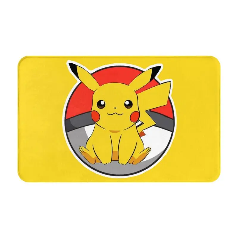 Custom Cartoon Animation Pokemon Pikachu Doormat Non-Slip Entrance Bathroom Kitchen Floor Door Mat Toilet Rug Carpet Footpad