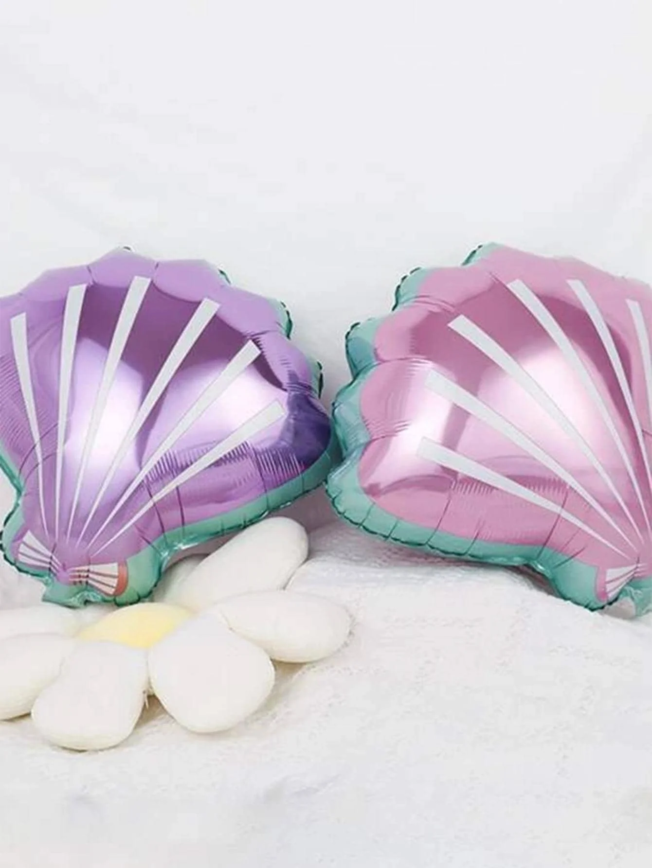 2PCS 16 inch Purple Pink Aluminum Film Small Shell Mermaid Decorative Balloon