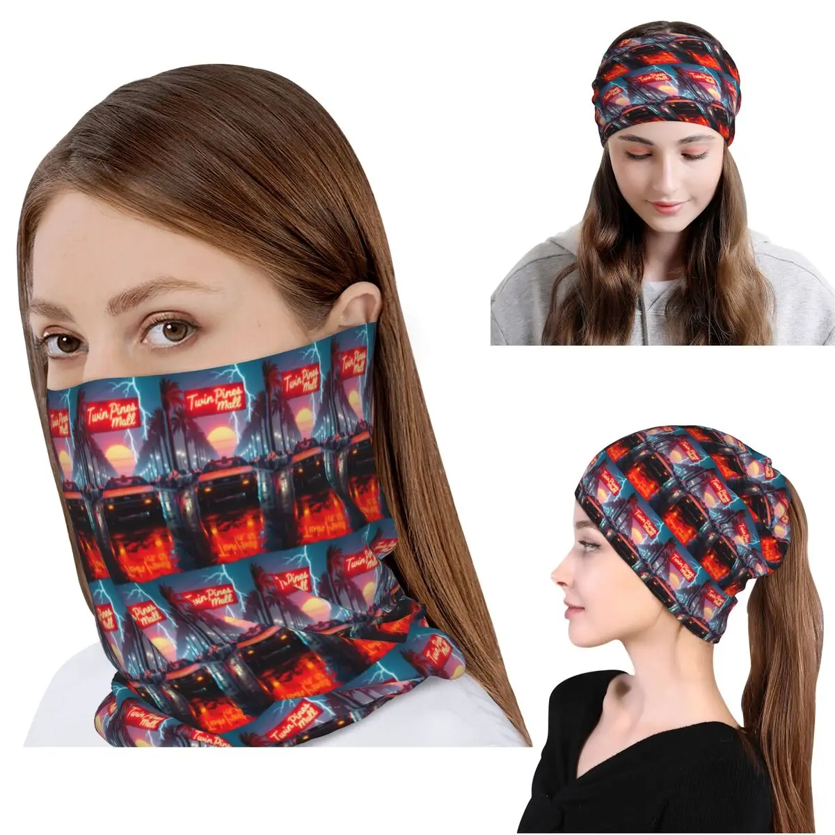 DeLorean Time Machine Back To The Future Bandana Neck Gaiter Face Scarf Multifunction Headband Beanies Hat for Men Women Adult