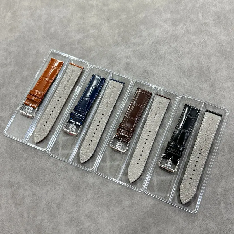 FUYIJIA زوجين مخصص لينة جلد البقر حزام 316L دبوس من الفولاذ المقاوم للصدأ مشبك الساعات 10 مللي متر ~ 24 مللي متر نمط التمساح المعصم الفرقة