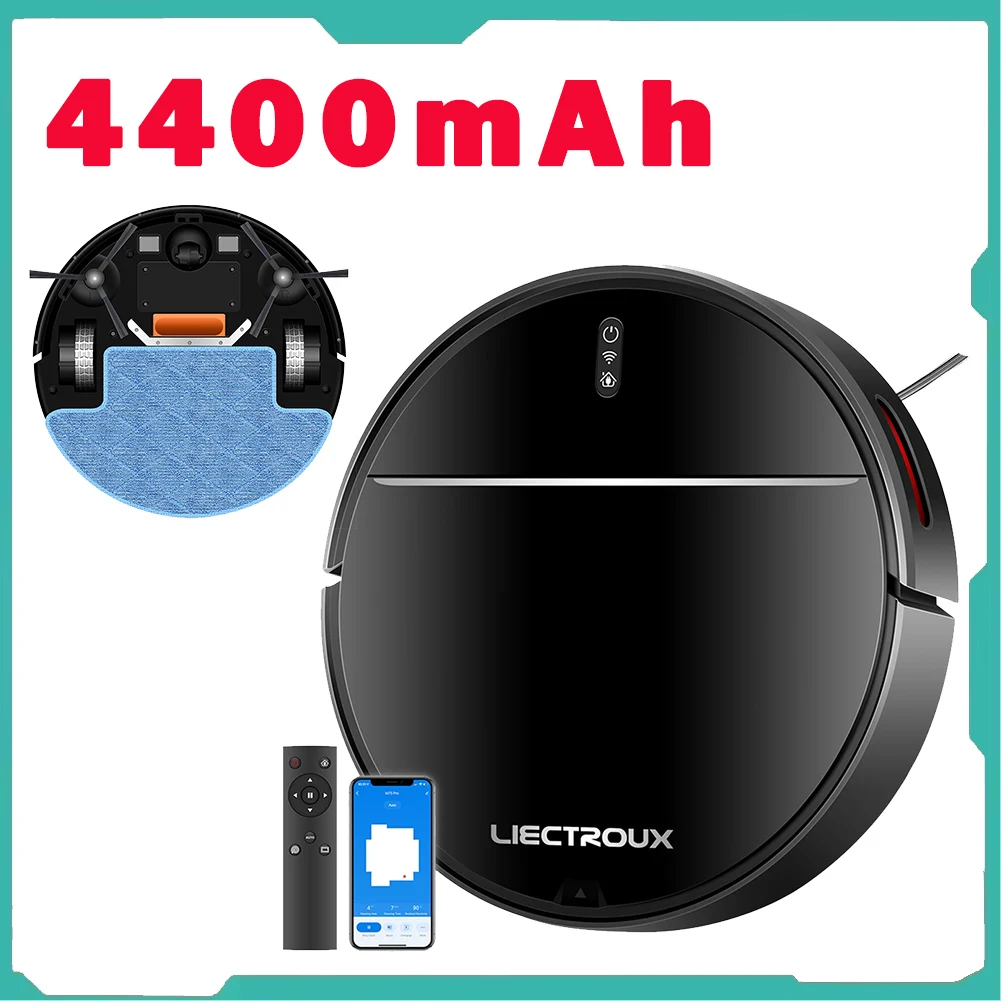 LIECTROUX M7S Pro Robot Vacuum Cleaner 2D Map Navigation 4400mAh Battery Run 110mins Dry and Wet Mopping