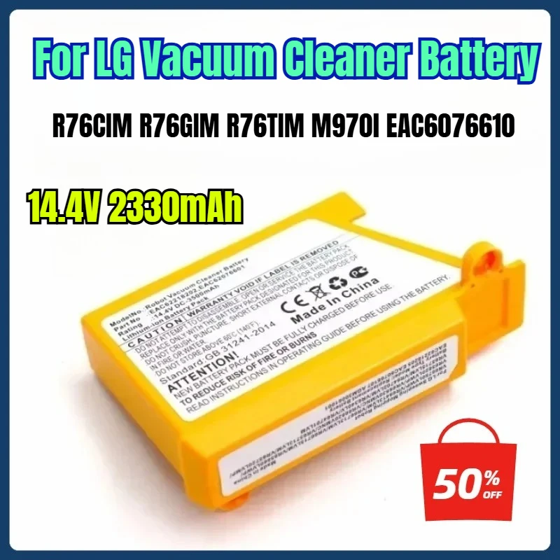 

14.4V 2330mAh for LG R76CIM R76GIM R76TIM M970l EAC6076610 Vacuum Cleaner Battery