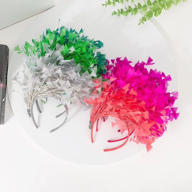 

2026 Original Designer Feather Wide Fascinator Hairbands for Women Romantic Bridemaid Church Party Headpiece Chapeau De Mariage