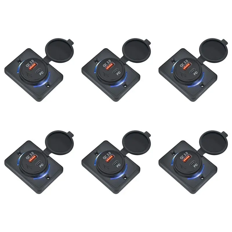 

A48P-6X Car Socket 18W And QC 3.0 USB Quick Charge Socket Quick Charge 3.0 QC 3.0 For Car Boat Marine Rv Mobile