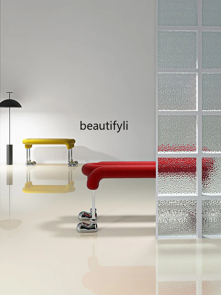 Shoe Changing Stool Animal Design Flannel Strip Dining Stool Dining Chair Bed End Stool