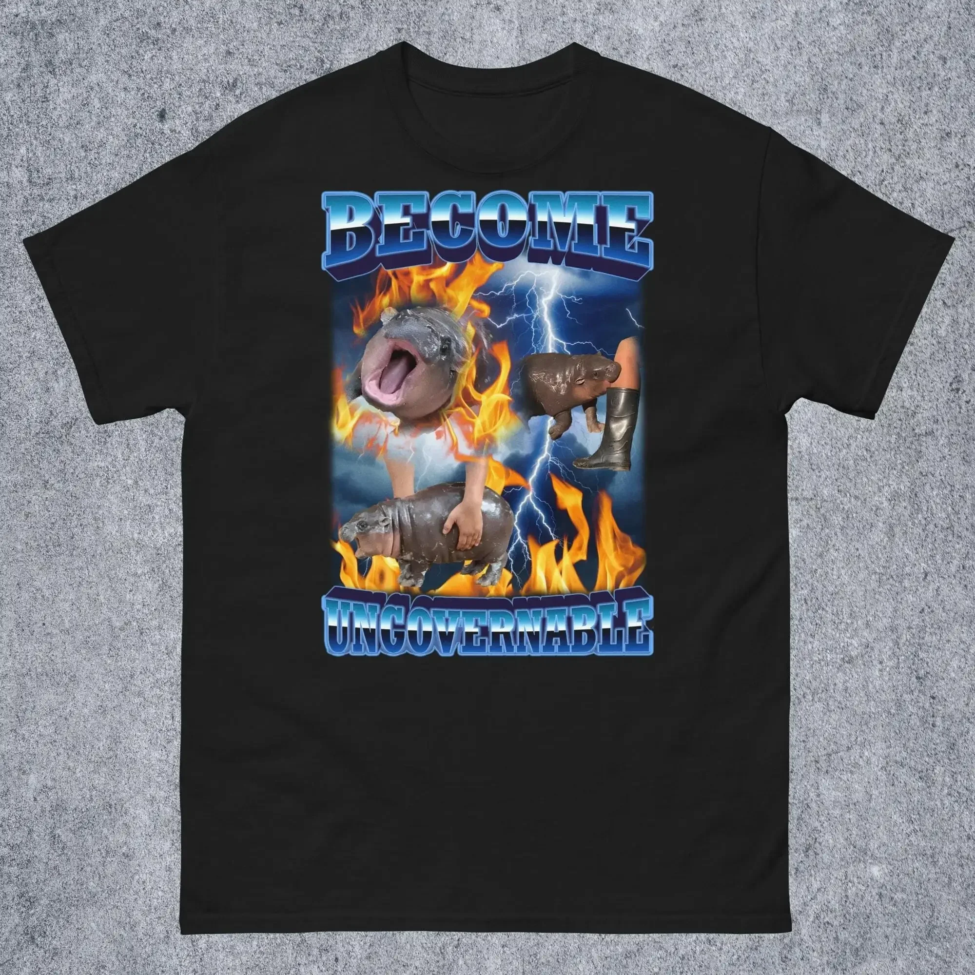 Become Ungovernable Funny Moo Deng Baby Pygmy Hippo Meme T Shirt for Woman and Man Ugly Stupid s Cringe