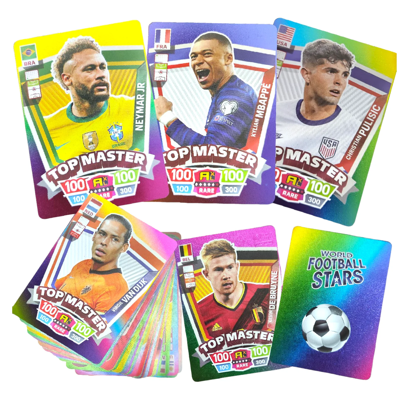 

55Pcs/1Box World Football Stars Limited Edition Gold Cards Plastic Material Football Player Soccer Stars Collection Toys Card