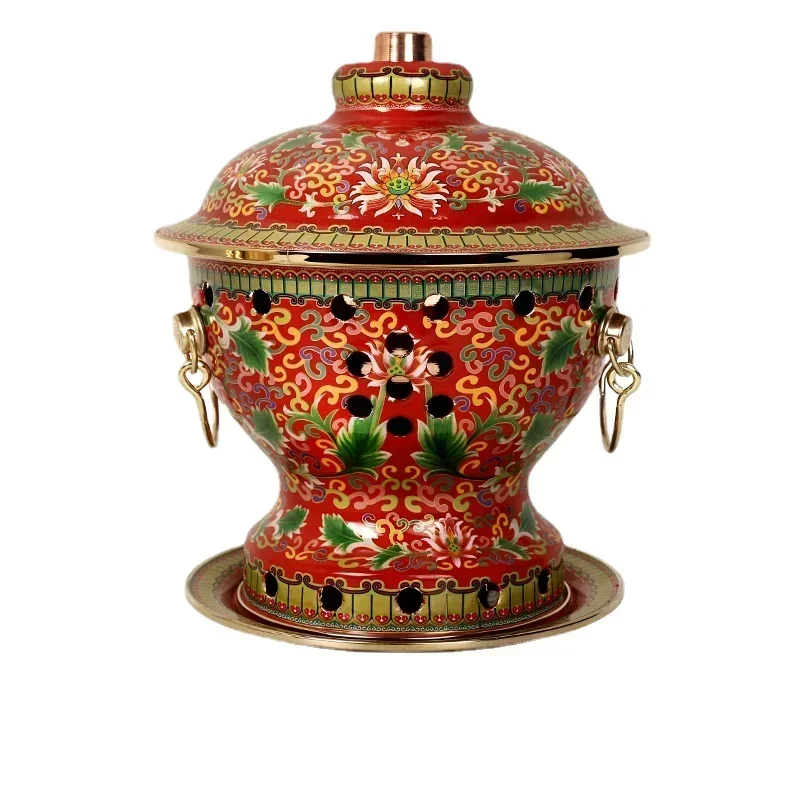 

Eco-Friendly Cloisonne Copper Hot Pot, Single Meal Design, Oil and Alcohol Compatible, Premium Red Hotpot, Elegant Design