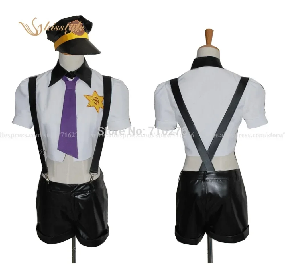 

Kisstyle Fashion Anime Panty & Stocking with Gaterbelt policeman Police Cloth Uniform Cosplay Costume,Any Size (No Wing)