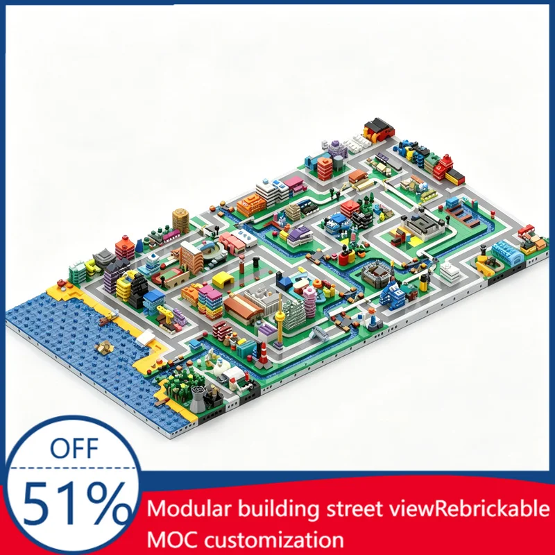 6176 PCS Customize Micro Scale Click City V5 Layout Model Custom Creative Building Block DIY Assembly Educational Toy Collection