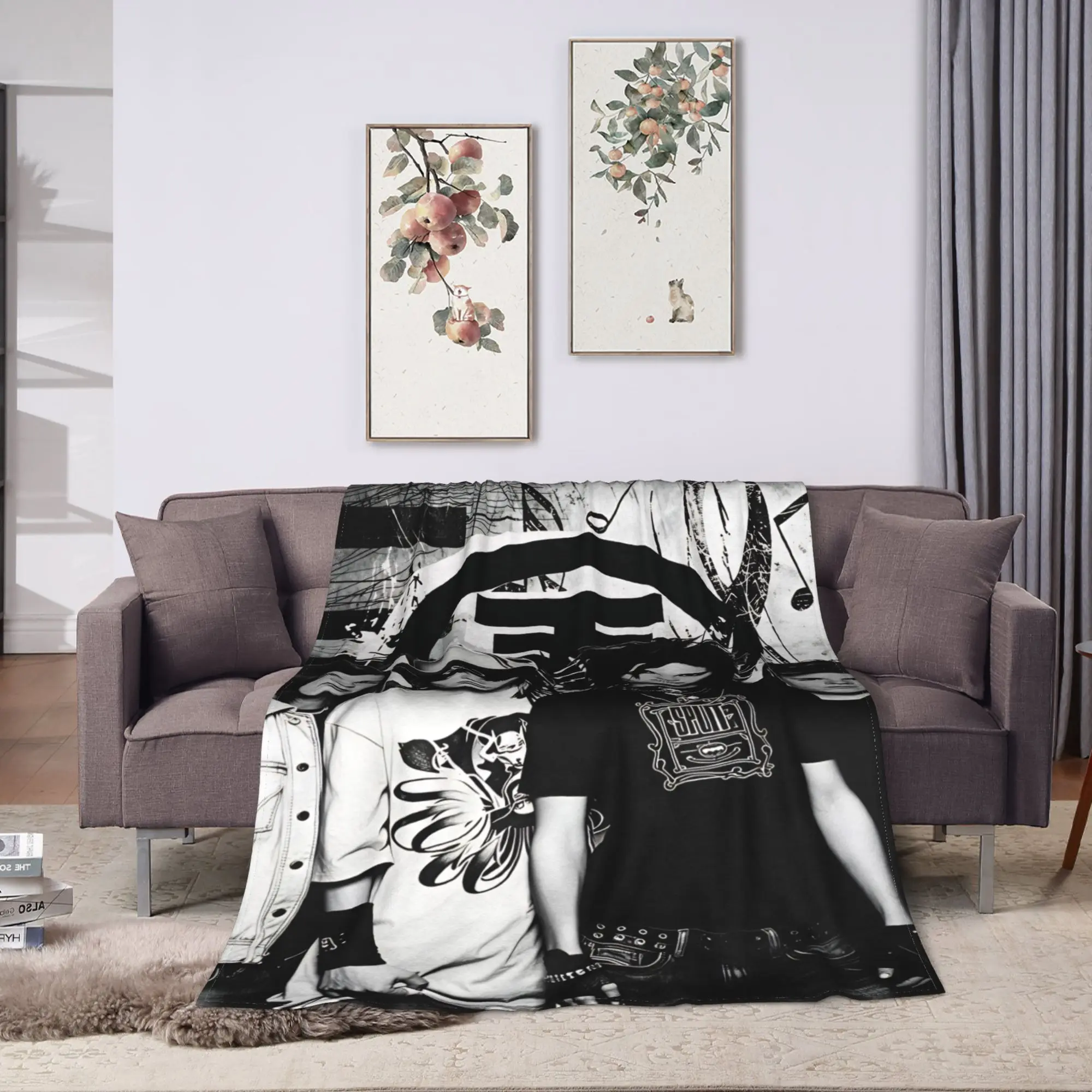 Tokio Hotel Bill Tom Kaulitz  Warm Soft Blankets  Camping Plush Throw Blanket Graphic Couch Bed Flannel Bedspread Sofa Bed Cover
