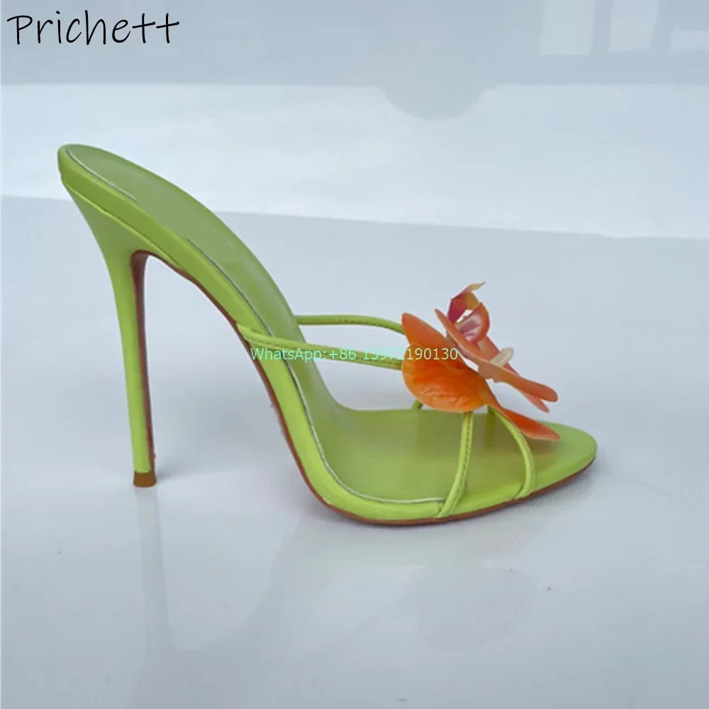 Chaussures à talons hauts Orchid White Green, multicolores, à bride étroite, bout rond, pour femmes, sexy, de luxe, à talon aiguille