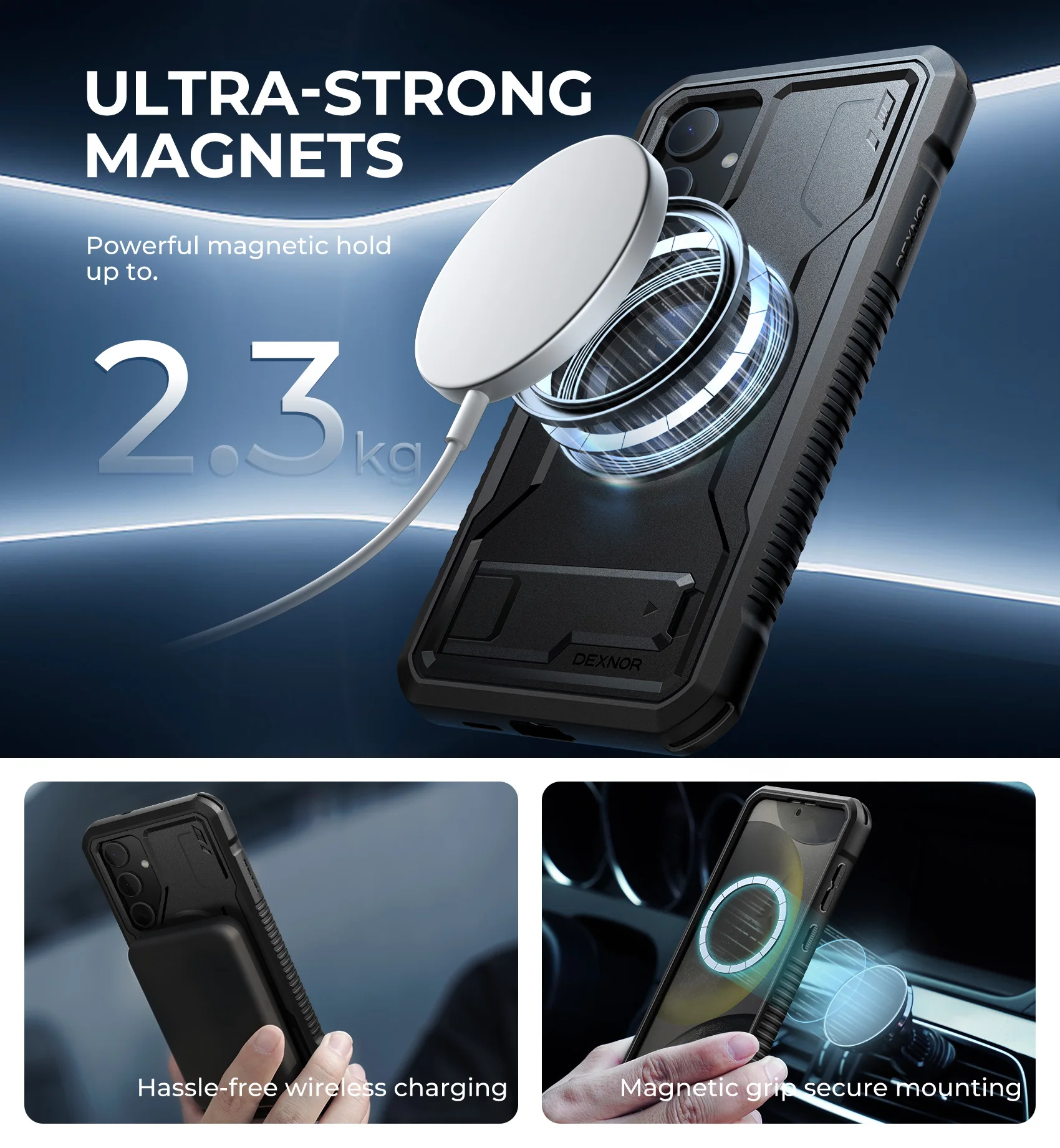 For Samsung Galaxy S24 + Plus Case holder For MagSafe Shockproof Rugged Bumper Cover Protective With Built in Screen Protector