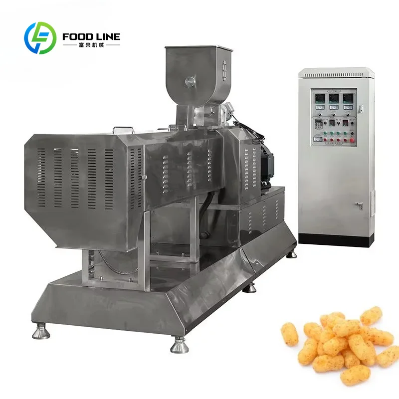 Customized Twin Screw Extruder for Cheese Puffs Food Stainless Steel Simple Puffed Rice Snack Machine