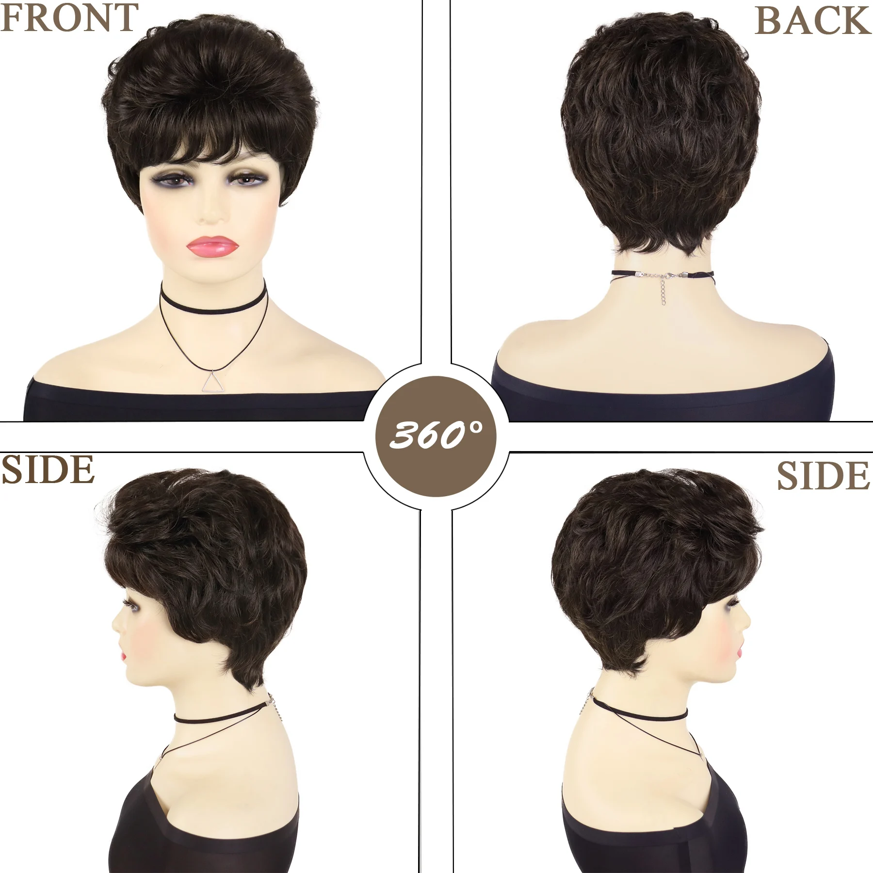 GNIMEGIL شعر مستعار اصطناعي قصير مجعد أنيق للارتداء اليومي زي تنكري شعر مستعار للأم شعر بني طبيعي شعر مستعار نسائي ذو مظهر جميل #6