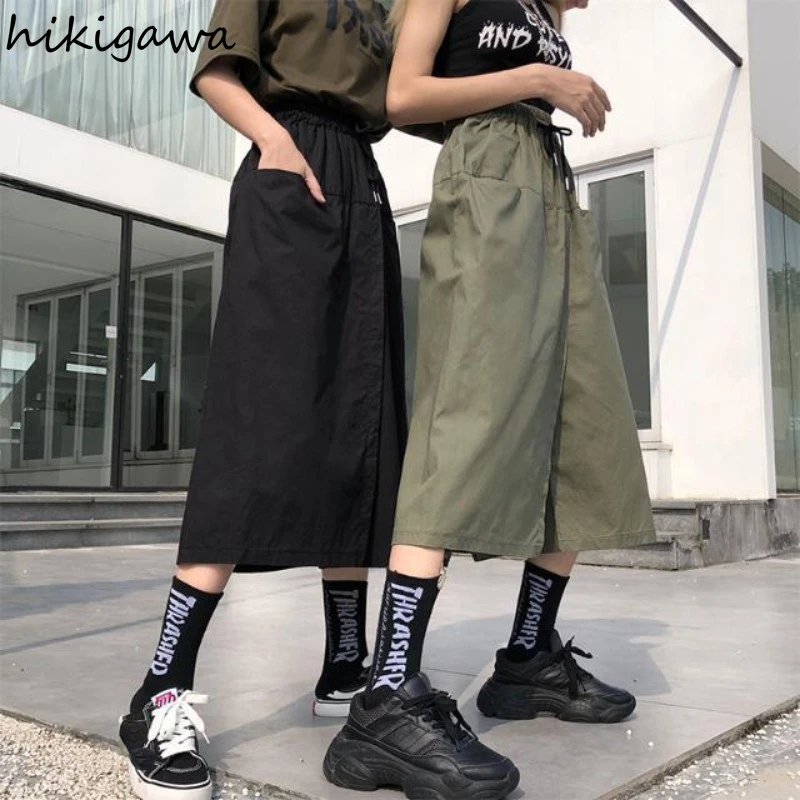 Y2k Wide Leg Pants Women 2024 New Bottoms Harajuku Casual Trousers Fashion Summer Elastic Waist Straight Korean Pantalon Femme