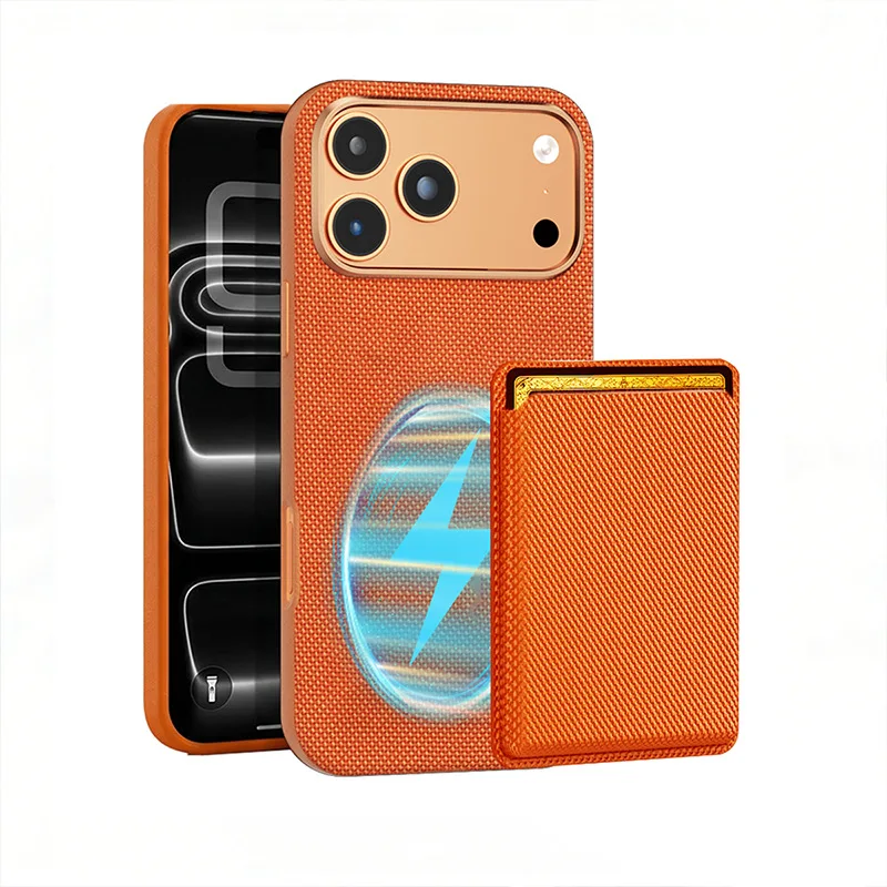 Woven Fabric Textured Case for iPhone 17 pro Max Air 16 16e 15 14 13 12 with Magnetic Card Slot Holder Pocket Anti-Slip Business