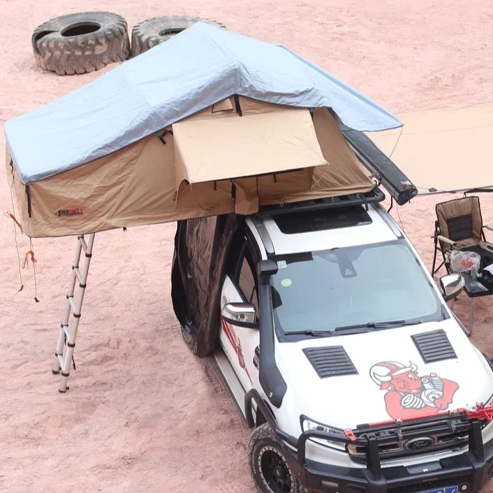 4x4 Roof Top Car Off Road Camping Tent with 280g Polyester-cotton Beige Color in Stock  Tent