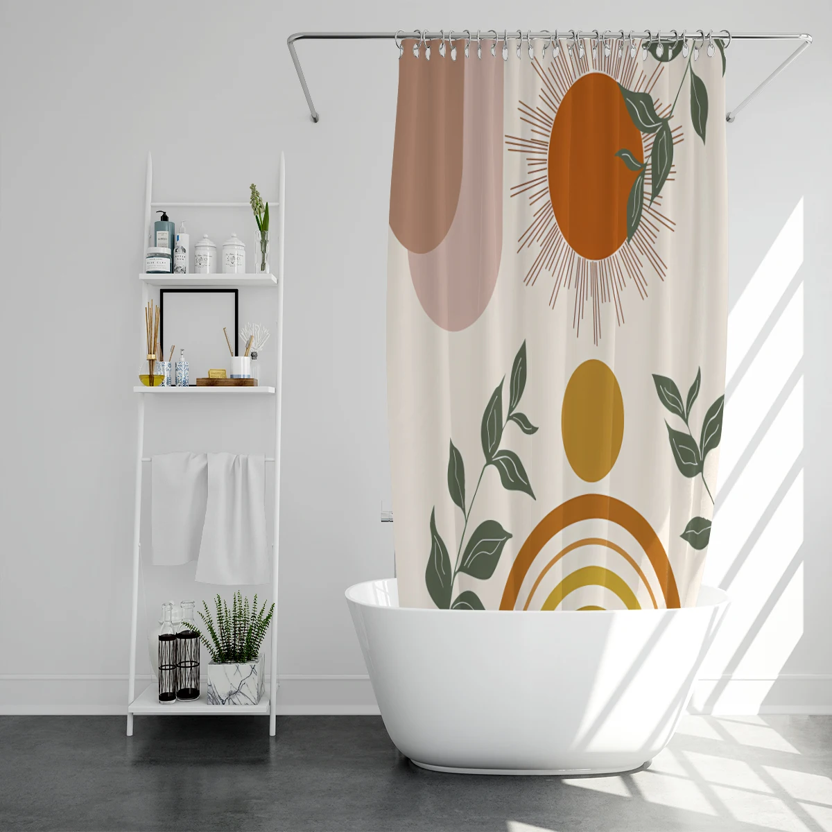 1pc Bohemian sun print shower curtain waterproof cloth bathroom thickened anti-mildew partition curtain bathroom curtain wa