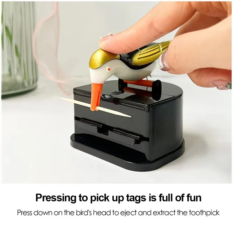 AB66-Kreskówkowy Pojemnik na Wykałaczki z Kolibrem Automatyczny Dozownik Wykałaczek Pudełko Dekoracja Domu Akcesoria Kuchenne