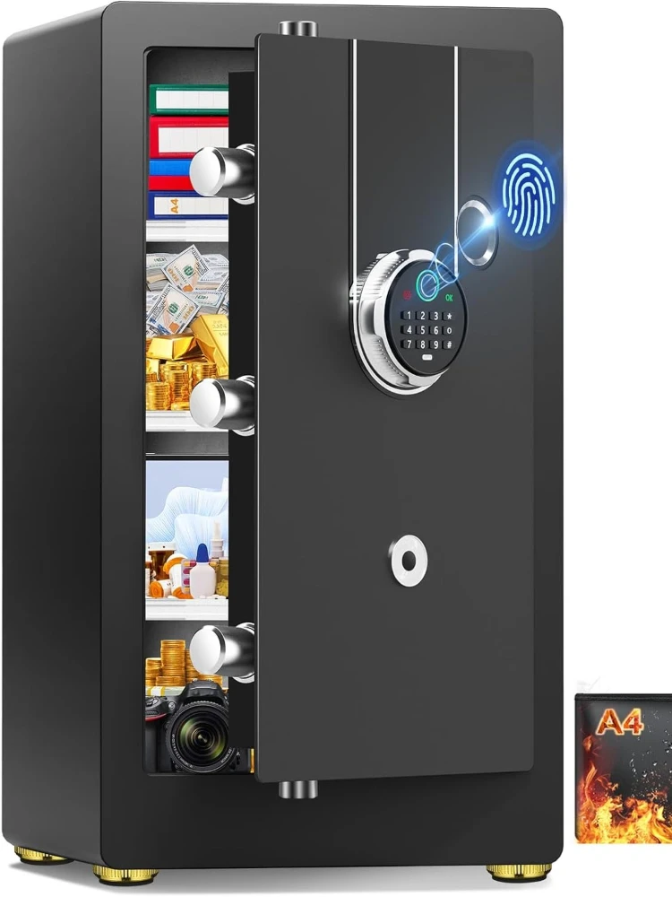 حقيبة مقاومة للماء، مقاومة للحريق، تخزين مستندات كبيرة آمنة للحريق، تنبيهات مزدوجة مضادة للسرقة، وضع كتم الصوت، أمان رقمي للأعمال