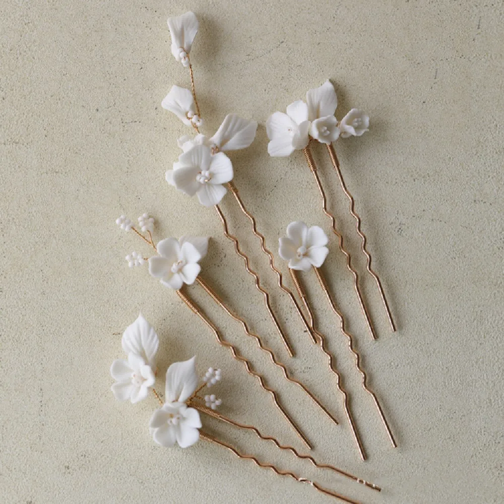 Mode Keramik Blume Haarnadeln 2025, neue Perle U-förmige Haarspange Braut Ehe Haarschmuck Prinzessin Hochzeit Haarschmuck