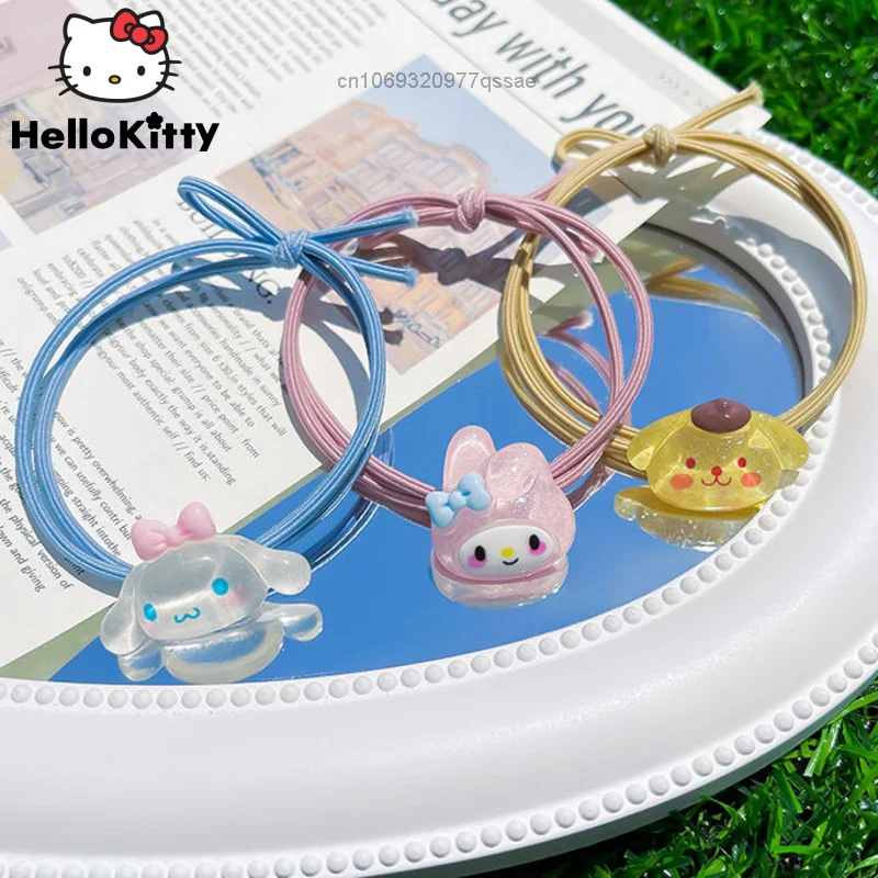 

10Pcs Sanrio Kuromi Melody Cinnamoroll Elastic Hair Bands Y2k Kawaii Cartoon Woman Hair Band Girls Hair Ties Cute Trend Headwear