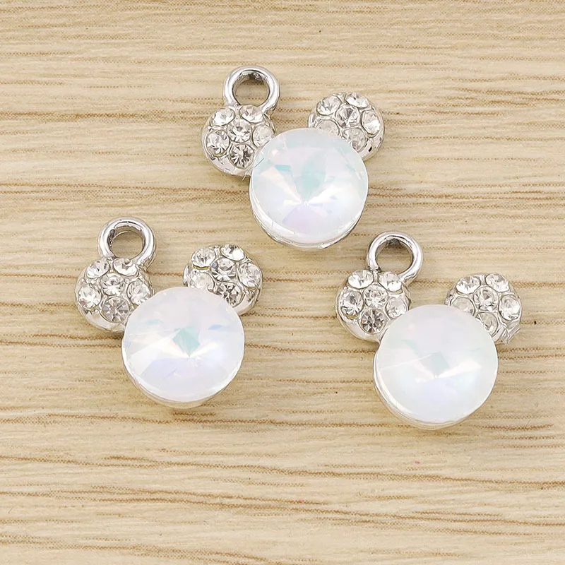 Tusember 10 Stück 12 mm voller Kristall, niedlicher Bärenkopf, Charms-Anhänger für DIY süße Ohrringe, Halskette, handgefertigtes Schmuckzubehör – Detail 5