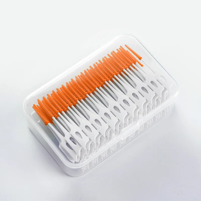 200 pièces/boîte brosse interdentaire brosse orthodontique nettoyage des dents lacunes soins bucco-dentaires tête en silicone souple brosse interdentaire bon pour les gencives