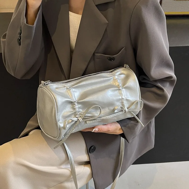 Leather Crossbody Bags Women Fashion All-match Bow Handbags Large Capacity Commuter Office Lady Underarm Shoulder Bag Bolsos