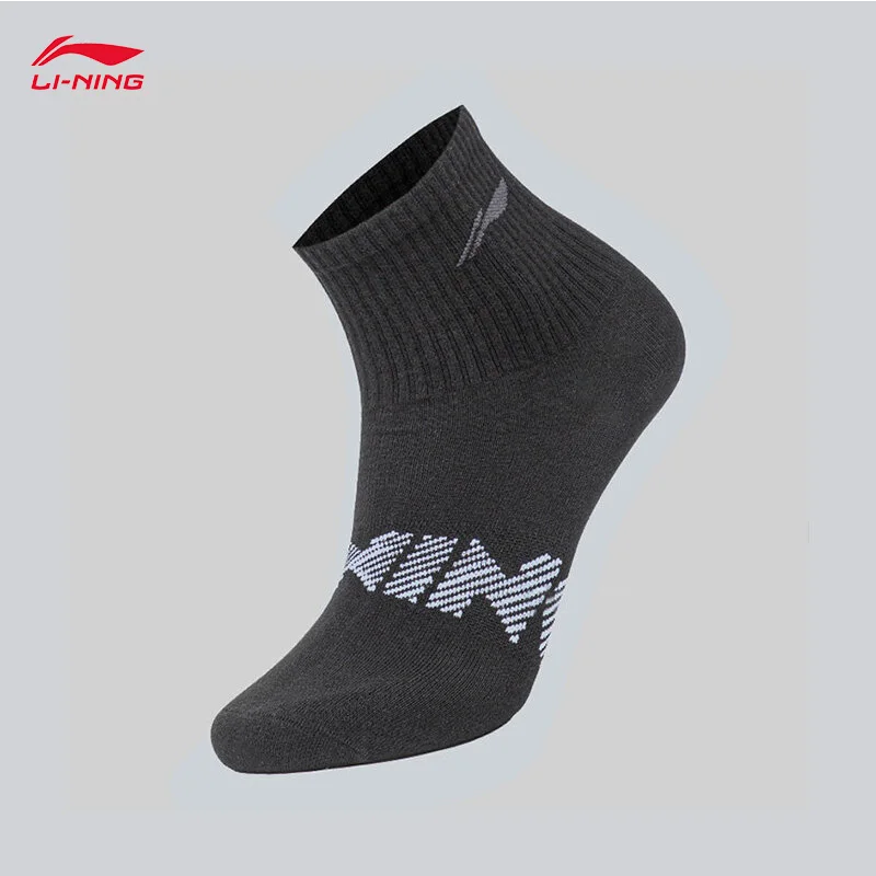 LI-NING للجنسين منتصف العجل الجوارب 3 أزواج الرياضة نمط المهنية تنفس الجوارب 22-28 سنتيمتر AWSU025