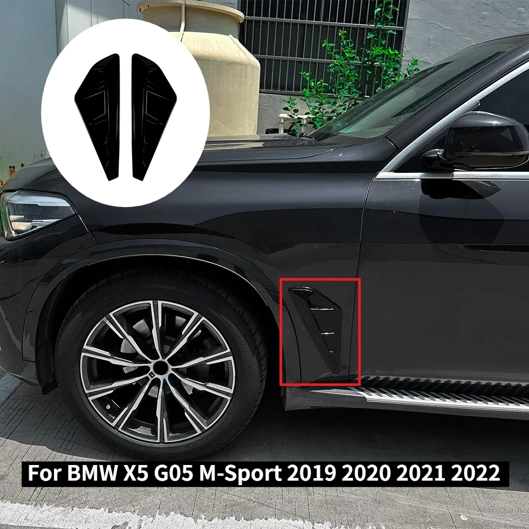 

Car Side Air Fender Intake Vent Spoiler Cover for BMW X5 G05 M-Sport 2019 2020 2021 2022 Glossy Black ABS Shark Gilles Trim