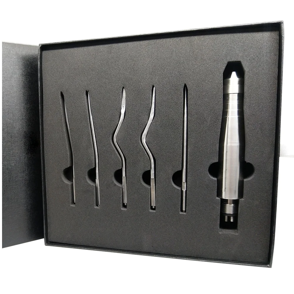 1 Set Dental Tooth Extraction Surgery Instruments, Turbine Pneumatic Elevator Tools Set with 5 Tips