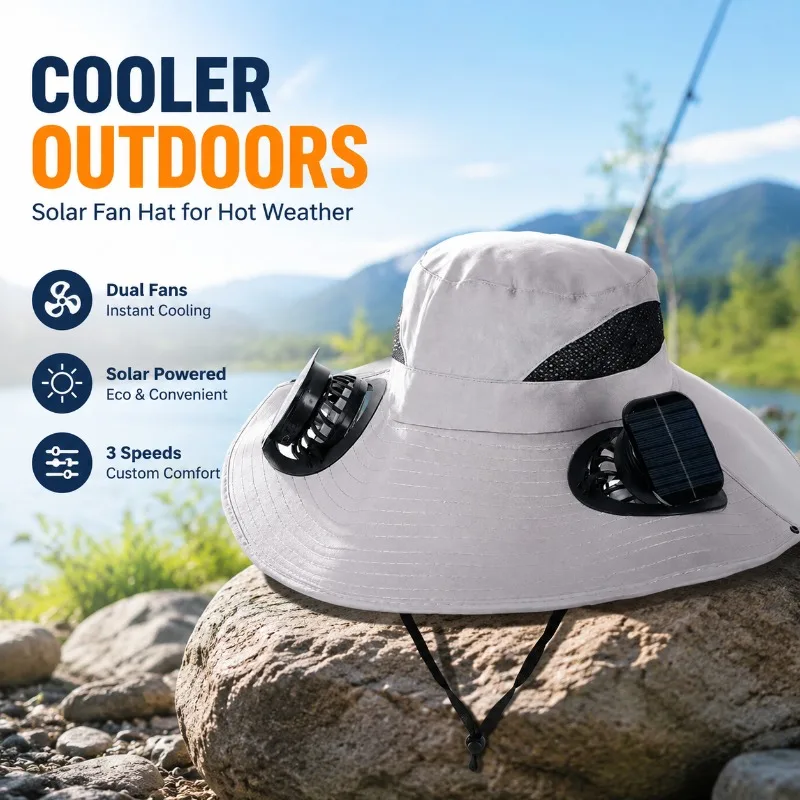 Solar Charging Fan Baseball Cap UPF50+ Breathable Mesh Sun Hat UV Protection for Spring Summer Outdoor Fishing Climbing